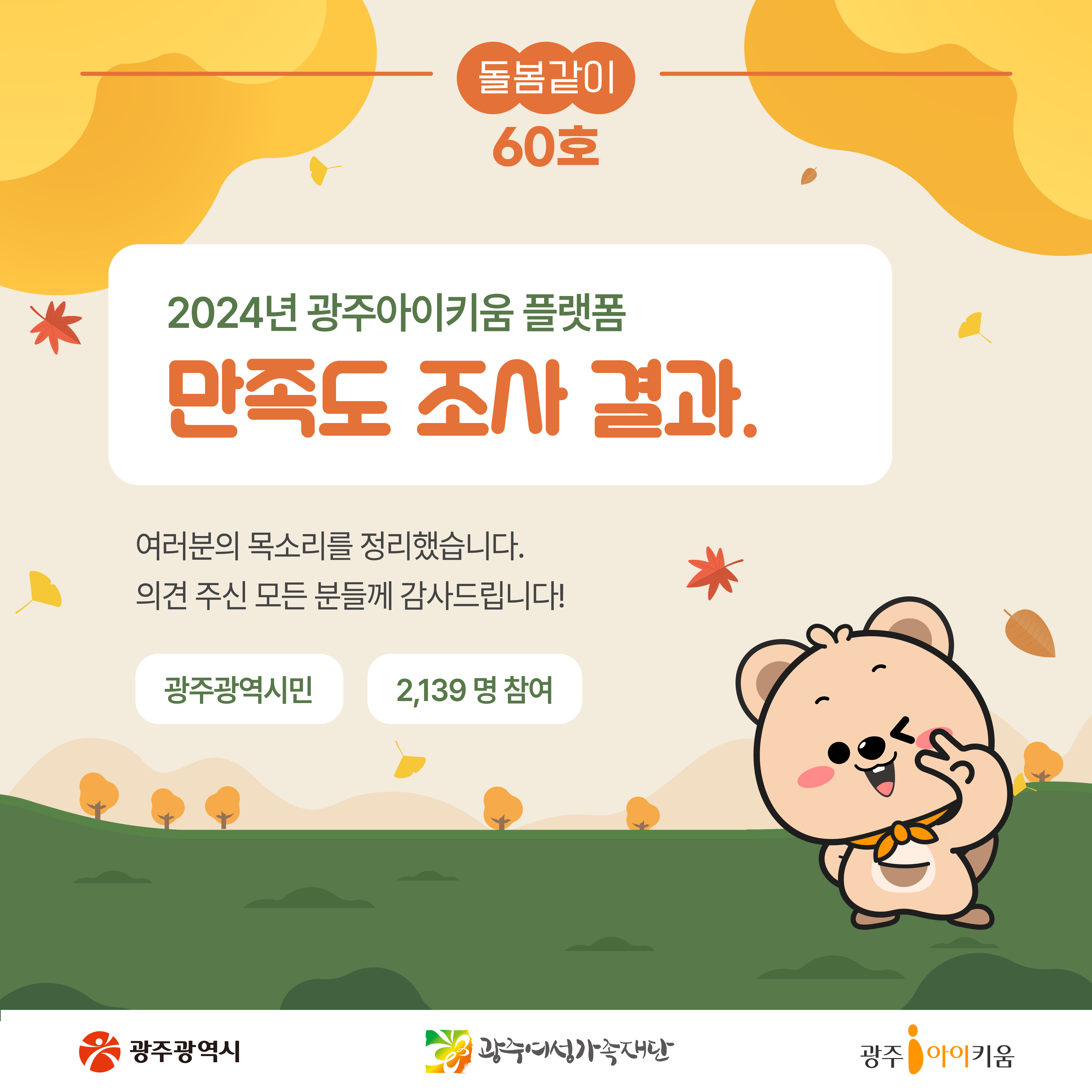 [돌봄같이 60호] 광주아이키움 플랫폼 만족도 조사 결과