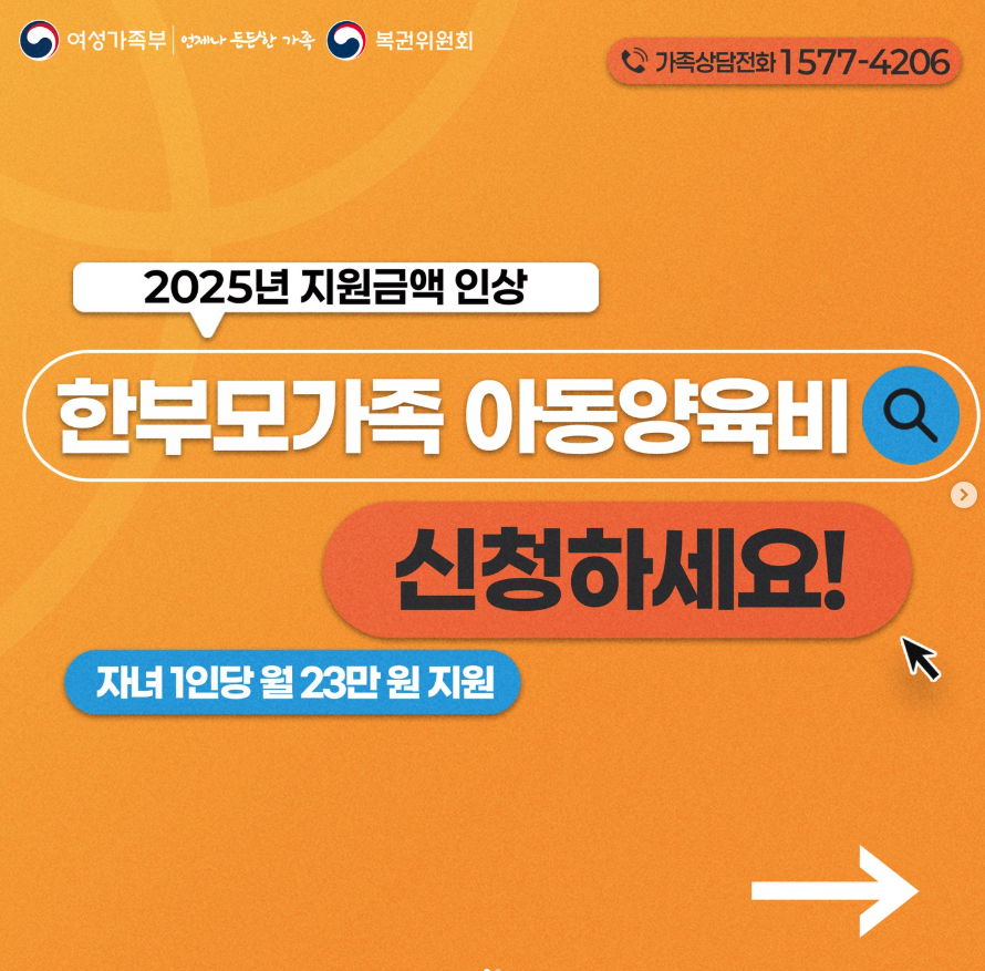 2025년 한부모가족 아동양육비 지원금액 인상