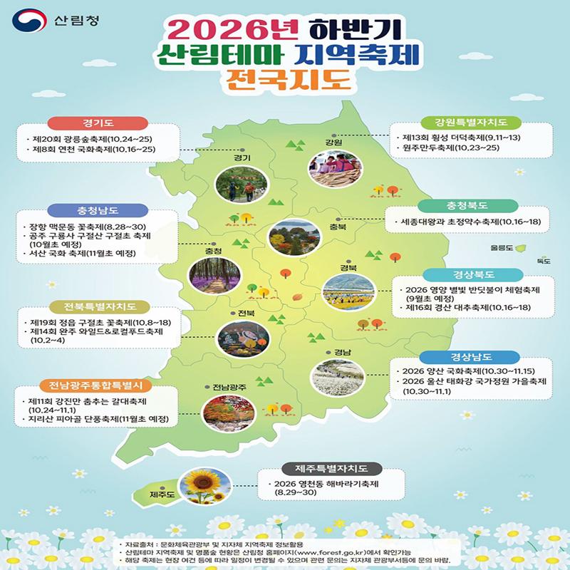 [산림청] 2026년 하반기 산림테마 지역축제 전국지도