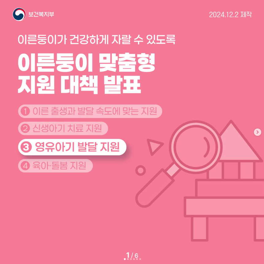 이른둥이 맞춤형 지원 대책 - 영유아기 발달 지원