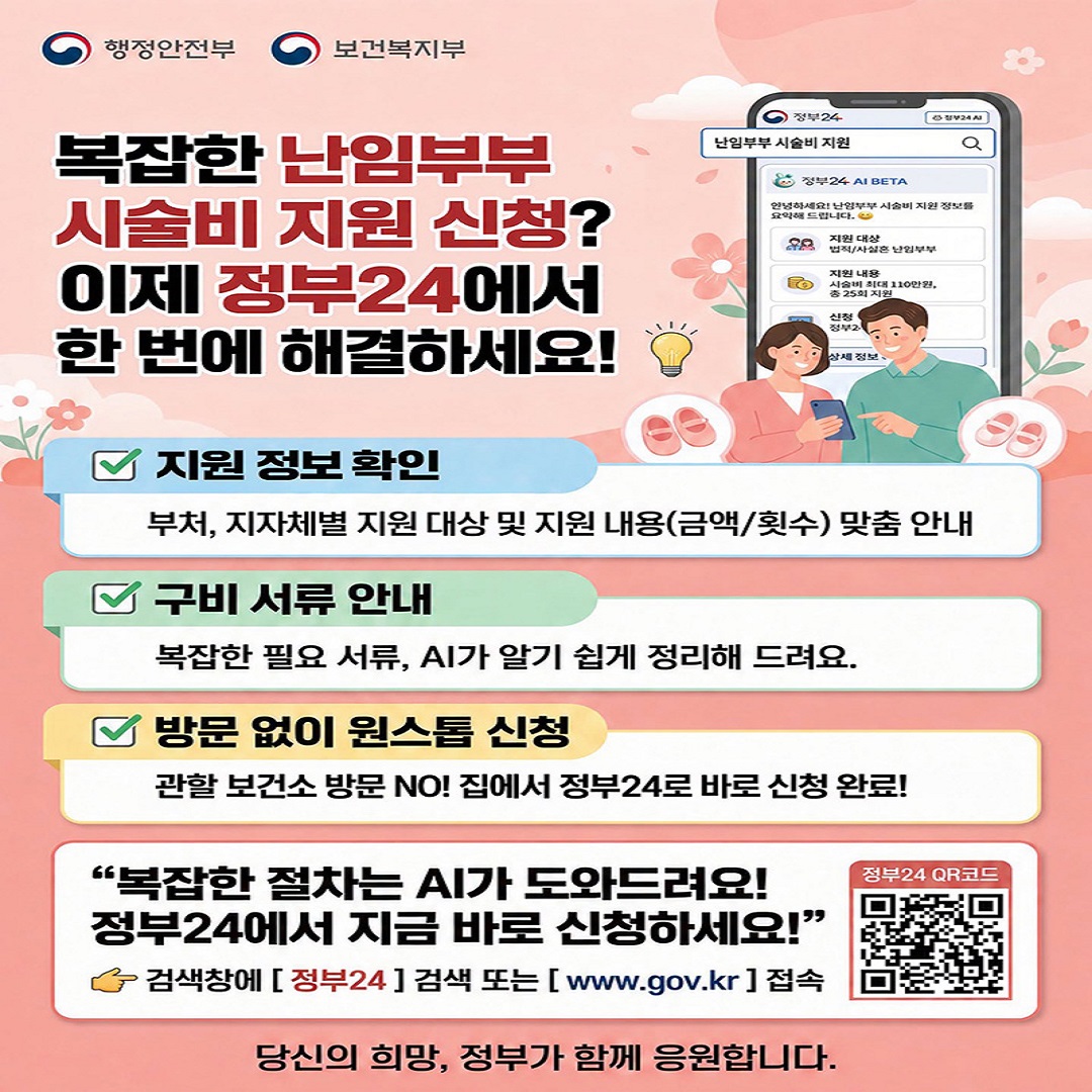 복잡한 난임부부 시술비 지원 신청, 정부24에서 한 번에